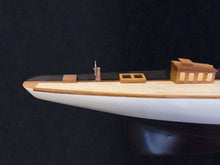 Load image into Gallery viewer, Shamrock Brown/White Painted Half-Hull Model Boat Yacht Handmade
