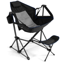 Load image into Gallery viewer, Hammock Camping Chair with Retractable Footrest and Carrying Bag-Black
