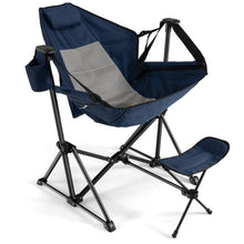 Load image into Gallery viewer, Hammock Camping Chair with Retractable Footrest and Carrying Bag-Navy
