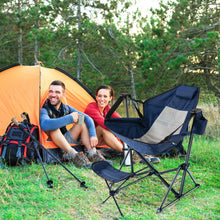 Load image into Gallery viewer, Hammock Camping Chair with Retractable Footrest and Carrying Bag-Navy
