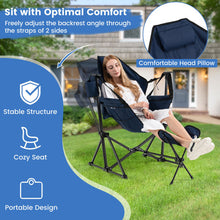 Load image into Gallery viewer, Hammock Camping Chair with Retractable Footrest and Carrying Bag-Navy
