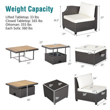 Load image into Gallery viewer, 7 Pieces Hand-Woven Wicker Outdoor Furniture Set with Acacia Wood Coffee Table-White
