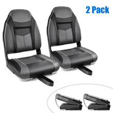 Load image into Gallery viewer, High Back Folding Boat Seats with Black Grey Sponge Cushion and Flexible Hinges-Set of 2
