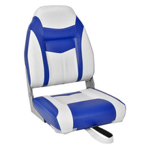 Load image into Gallery viewer, High Back Folding Boat Seats with Blue White Sponge Cushion and Flexible Hinges-Blue
