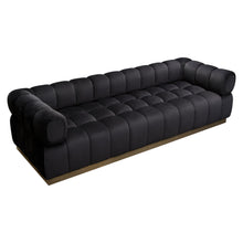Load image into Gallery viewer, Image Low Profile Sofa in Black Velvet w/ Brushed Gold Base by Diamond Sofa
