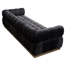 Load image into Gallery viewer, Image Low Profile Sofa in Black Velvet w/ Brushed Gold Base by Diamond Sofa
