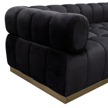Load image into Gallery viewer, Image Low Profile Sofa in Black Velvet w/ Brushed Gold Base by Diamond Sofa
