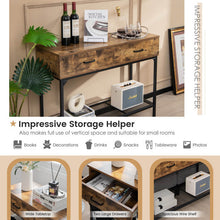 Load image into Gallery viewer, 2 Drawers Industrial Console Table with Steel Frame for Small Space-Rustic Brown
