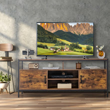 Load image into Gallery viewer, 58 Inch Industrial TV Stand with Cabinets and Adjustable Shelf for TVs up to 65 Inch-Rustic Brwon
