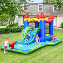 Load image into Gallery viewer, Inflatable Bounce House Castle Water Slide with Climbing Wall and 550W Blower
