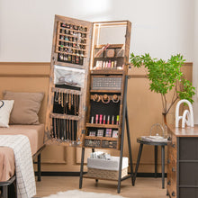 Load image into Gallery viewer, Freestanding Jewelry Cabinet with Full-Length Mirror-Rustic Brown
