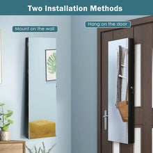 Load image into Gallery viewer, Wall Door Mounted Jewelry Armoire with Frameless LED Mirror-Black
