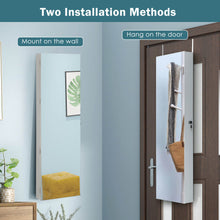 Load image into Gallery viewer, Wall Door Mounted Jewelry Armoire with Frameless LED Mirror-White
