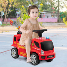 Load image into Gallery viewer, Kids Push Ride On Fire Truck with Ladder Bubble Maker and Headlights-Red
