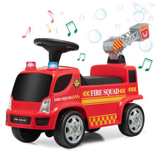 Load image into Gallery viewer, Kids Push Ride On Fire Truck with Ladder Bubble Maker and Headlights-Red

