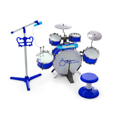 Load image into Gallery viewer, Kids Jazz Drum Keyboard Set with Stool and Microphone Stand-Blue
