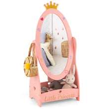 Load image into Gallery viewer, Kids Full Length Mirror with 360 Degree Rotatable Design and Shelf-Pink
