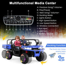 Load image into Gallery viewer, 2-Seater Kids Ride On Dump Truck with Dump Bed and Shovel-Blue
