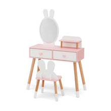 Load image into Gallery viewer, 2 in 1 Wooden Princess Kids Vanity Set with Mirror-White

