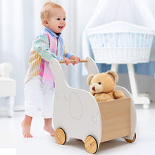 Load image into Gallery viewer, Kids Wooden Shopping Cart with Rubber Wheels
