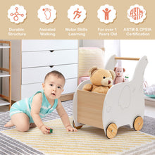 Load image into Gallery viewer, Kids Wooden Shopping Cart with Rubber Wheels
