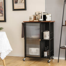 Load image into Gallery viewer, Mobile Serving Cart with Transparent Single Door Cabinet-Black
