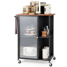 Load image into Gallery viewer, Mobile Serving Cart with Transparent Single Door Cabinet-Black
