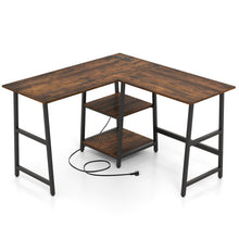 Load image into Gallery viewer, L Shaped Corner Computer Desk with Storage Shelves-Brown
