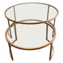 Load image into Gallery viewer, Lane 2PC Round Nesting Set in Brushed Gold Frame w/ Clear Tempered Glass Tops by Diamond Sofa
