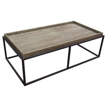Load image into Gallery viewer, Lex Rectangle Cocktail Table in Rustic Oak Veneer Finish Top w/ Black Powder Coated Metal Base by Diamond Sofa

