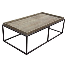 Load image into Gallery viewer, Lex Rectangle Cocktail Table in Rustic Oak Veneer Finish Top w/ Black Powder Coated Metal Base by Diamond Sofa
