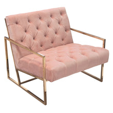 Load image into Gallery viewer, Luxe Accent Chair in Blush Pink Tufted Velvet Fabric with Polished Gold Stainless Steel Frame by Diamond Sofa
