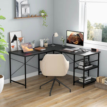 Load image into Gallery viewer, L Shaped Computer Desk with 4 Storage Shelves and Cable Holes-Black
