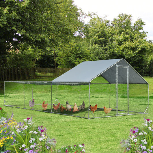Large Metal Chicken Coop with Waterproof and Sun-proof Cover