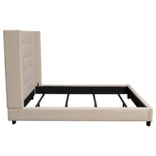 Load image into Gallery viewer, Madison Ave Tufted Wing Eastern King Bed in Sand Button Tufted Fabric by Diamond Sofa
