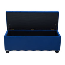 Load image into Gallery viewer, Majestic Tufted Velvet Lift-Top Storage Trunk w/ Nail Head Accent by Diamond Sofa - Royal Blue Velvet
