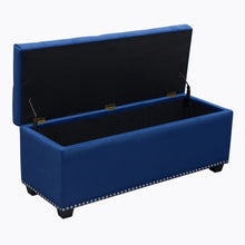 Load image into Gallery viewer, Majestic Tufted Velvet Lift-Top Storage Trunk w/ Nail Head Accent by Diamond Sofa - Royal Blue Velvet
