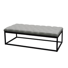 Load image into Gallery viewer, Mateo Black Powder Coat Metal Large Linen Tufted Bench by Diamond Sofa - Grey
