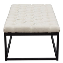 Load image into Gallery viewer, Mateo Black Powder Coat Metal Large Linen Tufted Bench by Diamond Sofa - Desert Sand Linen
