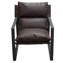 Load image into Gallery viewer, Miller Sling Accent Chair in Genuine Chocolate Leather w/ Black Powder Coated Metal Frame by Diamond Sofa
