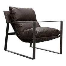 Load image into Gallery viewer, Miller Sling Accent Chair in Genuine Chocolate Leather w/ Black Powder Coated Metal Frame by Diamond Sofa
