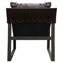 Load image into Gallery viewer, Miller Sling Accent Chair in Genuine Chocolate Leather w/ Black Powder Coated Metal Frame by Diamond Sofa
