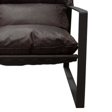 Load image into Gallery viewer, Miller Sling Accent Chair in Genuine Chocolate Leather w/ Black Powder Coated Metal Frame by Diamond Sofa

