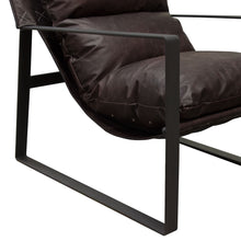 Load image into Gallery viewer, Miller Sling Accent Chair in Genuine Chocolate Leather w/ Black Powder Coated Metal Frame by Diamond Sofa
