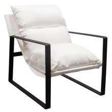 Load image into Gallery viewer, Miller Sling Accent Chair in White Linen Fabric w/ Black Powder Coated Metal Frame by Diamond Sofa
