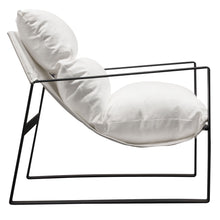 Load image into Gallery viewer, Miller Sling Accent Chair in White Linen Fabric w/ Black Powder Coated Metal Frame by Diamond Sofa
