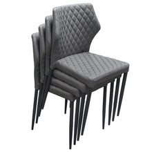 Load image into Gallery viewer, Milo 4-Pack Dining Chairs in Grey Diamond Tufted Leatherette with Black Powder Coat Legs by Diamond Sofa
