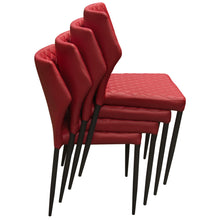 Load image into Gallery viewer, Milo 4-Pack Dining Chairs in Red Diamond Tufted Leatherette with Black Powder Coat Legs by Diamond Sofa
