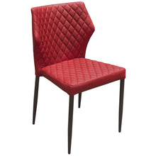 Load image into Gallery viewer, Milo 4-Pack Dining Chairs in Red Diamond Tufted Leatherette with Black Powder Coat Legs by Diamond Sofa
