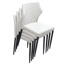 Load image into Gallery viewer, Milo 4-Pack Dining Chairs in White Diamond Tufted Leatherette with Black Powder Coat Legs by Diamond Sofa
